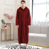 Image of Women Winter Extra Long Thick Warm Bath Robe Plus Size Zipper Luxury Flannel Peignoir Pregnant Bathrobe Men Coral Fleece Robes Shopping