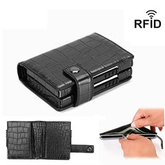 2020 Pu Leather Double Metal ID Credit Card Holder With RFID Vintage Card Case Automatic Money Cash Clip Mini Wallet Business Shopping