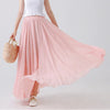 Image of High Quality Cotton Linen Maxi Skirt Womens Casual Elastic High Waist Pleated A-Line Beach Skirts Boho Saia Feminina Faldas Jupe Shopping