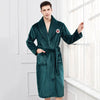 Image of Men Casual Kimono Bathrobe Autumn Winter Flannel Long Robe Thick Warm Sleepwear Plus Size 3XL Nightgown Male Loose Home Wear Shopping