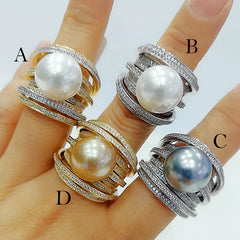 GODKI 2020 Trendy Twist Pearl Statement Rings for Women Cubic Zircon Finger Rings Beads Charm Ring Bohemian Beach Jewelry 2019