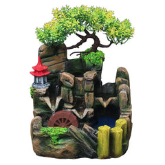 Resin Rockery Flowing Water Fountain Lucky Feng Shui Wheel Office Desktop Ornaments Home Decoration Accessories Living Room