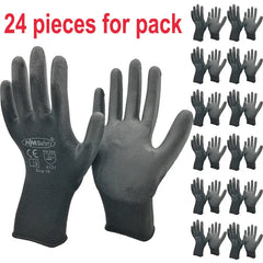 24Pieces/12 Pairs Safety Working Gloves Black Pu Nylon Cotton Glove Industrial Protective Work Gloves NMSafety Brand Supplier Shopping