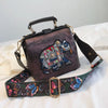 Image of Vintage Embroidery Elephant Bag Bags Wide Butterfly Strap PU Leather Women Shoulder Crossbody Bag Tote Women's Handbags Purses Shopping