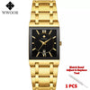 Image of Relogio Masculino WWOOR Gold Watch Men Square Mens Watches Top Brand Luxury Golden Quartz Stainless Steel Waterproof Wrist Watch Shopping