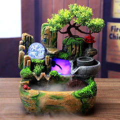 Resin Rockery Flowing Water Fountain Lucky Feng Shui Wheel Office Desktop Ornaments Home Decoration Accessories Living Room Shopping