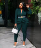 Image of New Women Winter Women's Set Tracksuit Full Sleeve Ruffles Blazers Pencil Pants Suit Two Piece Set Office Lady Outfits Uniform Shopping