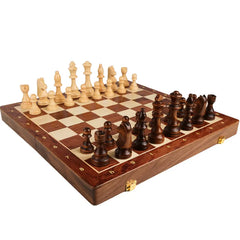 Top Grade Wooden Folding Big Chess Set Traditional Classic Handwork Solid Wood Pieces Walnut Chessboard Children Gift Board Game Shopping