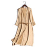 Image of SuyaDream 100% Natural silk Women Robes Silk Satin Knee length robe Belted Healthy Sleep wear 2021 Spring Fall Home Wears Kimono Shopping