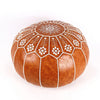 Image of Home Decor Moroccan PU Leather Pouf Embroider Craft Ottoman Footstool Mediterranean Style Artificial Leather Unstuffed Cushion Shopping