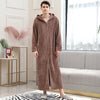 Image of Women Winter Extra Long Thick Warm Bath Robe Plus Size Zipper Luxury Flannel Peignoir Pregnant Bathrobe Men Coral Fleece Robes Shopping