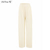 Image of Mnealways18 Beige Pleated Wide Leg Pants Womens Pants Fashion 2024 Casual Loose Trousers Office Lady Elegant Long Palazzo Pants Shopping