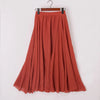 Image of High Quality Cotton Linen Maxi Skirt Womens Casual Elastic High Waist Pleated A-Line Beach Skirts Boho Saia Feminina Faldas Jupe Shopping