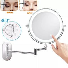 Wall Mounted Bathroom Mirror Led Makeup Mirror 10X Magnification Adjustable Cosmetic Mirror Wall Mirrors Touch Dimming Mirrors - Shopping