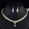 Image of CWWZircons Top African Cubic Zirconia Leaf Drop Women Party Wedding Necklace Bridal Jewelry Set Dubai Gold Color Jewellery T442 Shopping