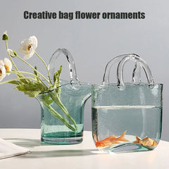 Creative Clear Glass Vases Fish Tank Decoration Bubble Flower Handbag Bag Glass Jar For Table Centerpieces Floral Arrangement Shopping