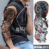 Image of Large Arm Sleeve Tattoo Japanese Wave Waterproof Temporary Tattoo Sticker Lily Peacock Men Full Tiger Fox Tatoo Body Art Women Shopping