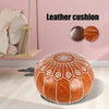 Image of Home Decor Moroccan PU Leather Pouf Embroider Craft Ottoman Footstool Mediterranean Style Artificial Leather Unstuffed Cushion Shopping