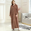 Image of Women Winter Extra Long Thick Warm Bath Robe Plus Size Zipper Luxury Flannel Peignoir Pregnant Bathrobe Men Coral Fleece Robes Shopping