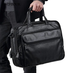 Large Men Leather Handbgs Male Genuine Leather Business Travel Brifcases Bag Men's 15.6 Inch Laptop Shoulder Bag Business A4 Bag Shopping