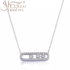 SHADOWHUNTERS Authentic 925 Sterling Silver Move CZ Stone Pendant Long Chain Choker Necklaces For Women Luxury Jewelry Making Shopping