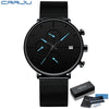 Image of CRRJU Mens Watches Luxury Sport Wrist Watch Unique Design Stainless Steel Auto Date Mesh Strap Men Fashion Casual Quartz Watches Shopping