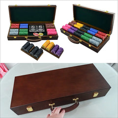 High-end Solid Wood Casino Chips Box Capacity 300/500pcs Chips High Quality Atmospheric Texas Poker Chips Capacity Suitcase Shopping