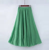 Image of High Quality Cotton Linen Maxi Skirt Womens Casual Elastic High Waist Pleated A-Line Beach Skirts Boho Saia Feminina Faldas Jupe Shopping