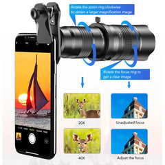 Apexel HD 20-40X Zoom Telescope Lens With Tripod Monocular Telephoto Phone Camera Lens For iPhone Huawei All Smartphones Camping