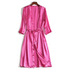 Image of SuyaDream 100% Natural silk Women Robes Silk Satin Knee length robe Belted Healthy Sleep wear 2021 Spring Fall Home Wears Kimono Shopping