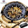 Image of Forsining 2021 Stainless Steel Waterproof Mens Skeleton Watches Top Brand Luxury Transparent Mechanical Sport Male Wrist Watches Shopping