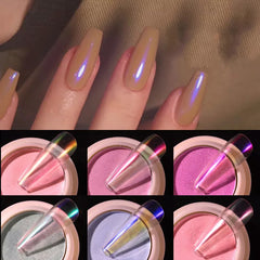 1g/box Transparent Holo Nail Glitter Mirror Aurora Neon Powders Dust Chameleon Nail Art Chrome Pigment Dipping Powder Decoration Shopping