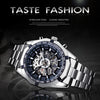 Image of Forsining 2021 Stainless Steel Waterproof Mens Skeleton Watches Top Brand Luxury Transparent Mechanical Sport Male Wrist Watches Shopping