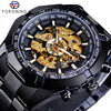 Image of Forsining 2021 Stainless Steel Waterproof Mens Skeleton Watches Top Brand Luxury Transparent Mechanical Sport Male Wrist Watches Shopping