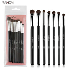 RANCAI 7pcs Eye shadow Makeup Brushes Set Natural Animal Horse Pony Soft Hair Cosmetics Blending Smudge Shader Brush Beauty Kit