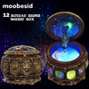 Image of Retro Zodiac 12 Signs Music Box Manual Arts 12 Constellation Musical Boxes with Led Flash Lights Valentine's Day Birthday Gift Shopping