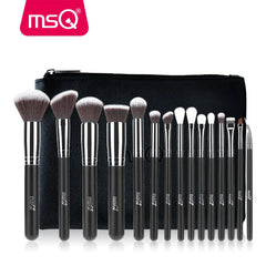 MSQ Professional 15pcs Makeup Brushes Set Powder Foundation Eyeshadow Make Up Brush Kit Cosmetics Synthetic Hair PU Leather Case Shopping