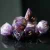 Image of Cusdie Handmade Amethyst Dice 7Pcs 16mm Polyhedral Stone Dice Set with Leather Box Gemstone D&D Dices for Collection RPG Shopping