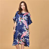 Image of Plus Size Nightgown Sleepwear Women's Summer Nightwear Robe Lady Sexy Nightdress Silk Rayon Loose Bathrobe Gown Home Dress Shopping