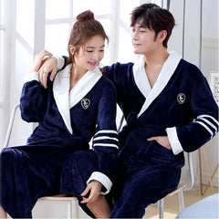 Winter Thick Warm Female Coral Fleece Kimono Robe Lovers Couple Nightgown Bath Gown Sleepwear Men Large Nightwear M L XL XXL 3XL Shopping