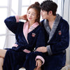 Image of Winter Thick Warm Female Coral Fleece Kimono Robe Lovers Couple Nightgown Bath Gown Sleepwear Men Large Nightwear M L XL XXL 3XL Shopping