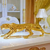 Image of Modern Abstract Gold Panther Sculpture Geometric Resin Leopard Statue Wildlife Decor Gift Craft Ornament Accessories Furnishing Shopping