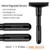 Image of QShave Luxurious Black Adjustable Safety Razor Can Design Name on It Classic Stand Safety Razor Men Shaving 5 Gift Blades Shopping