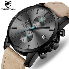 2021 Men Watch CHEETAH Brand Fashion Sports Quartz Watches Mens Leather Waterproof Chronograph Clock Business Relogio Masculino Shopping