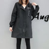 Image of Trench Coat Womens 2022 Spring Autumn Hoodies Tops Slim Students Baseball Clothes Medium length Windbreaker Coats Lady Outerwear Shopping