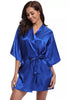 Image of RB032 2018 New Silk Kimono Robe Bathrobe Women Silk Bridesmaid Robes Sexy Navy Blue Robes Satin Robe Ladies Dressing Gowns Shopping