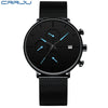 Image of CRRJU Mens Watches Luxury Sport Wrist Watch Unique Design Stainless Steel Auto Date Mesh Strap Men Fashion Casual Quartz Watches Shopping