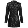 Image of High Quality Fashion 2021 Designer Blazer Women Double Lion Buttons Shawl Collar Glitter Sequined Long Runway Black Blazers Shopping