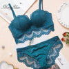 Image of Comfortable Gathering Sexy Underwear Suit push up bra Ring-free lace edge massage palm cup bra+set lingerie femme 75C 80C 85C Shopping