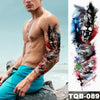 Image of Large Arm Sleeve Tattoo Japanese Wave Waterproof Temporary Tattoo Sticker Lily Peacock Men Full Tiger Fox Tatoo Body Art Women Shopping